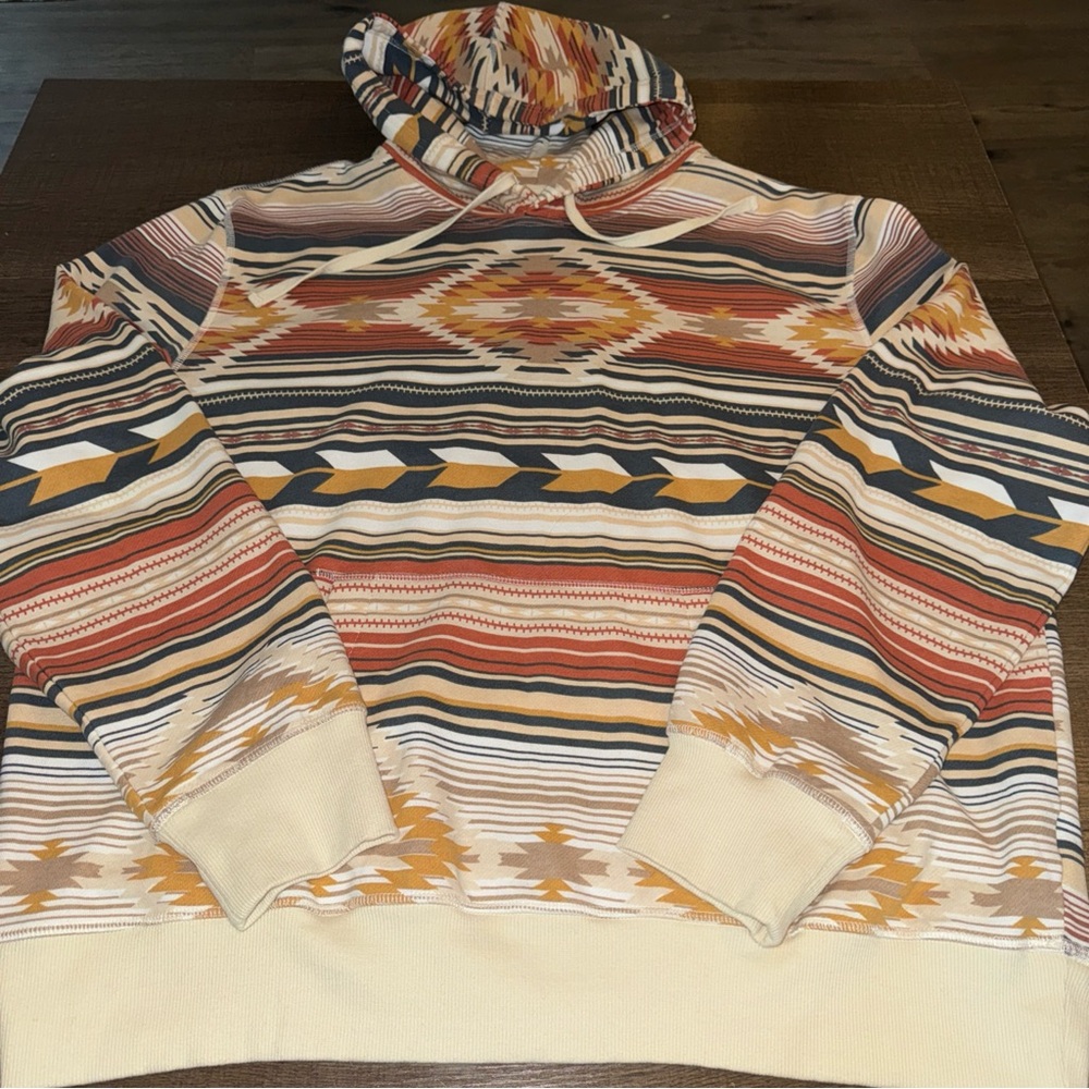 Frye And Co Hoodie Men’s XXL Aztec Print Off White Southwestern  New
